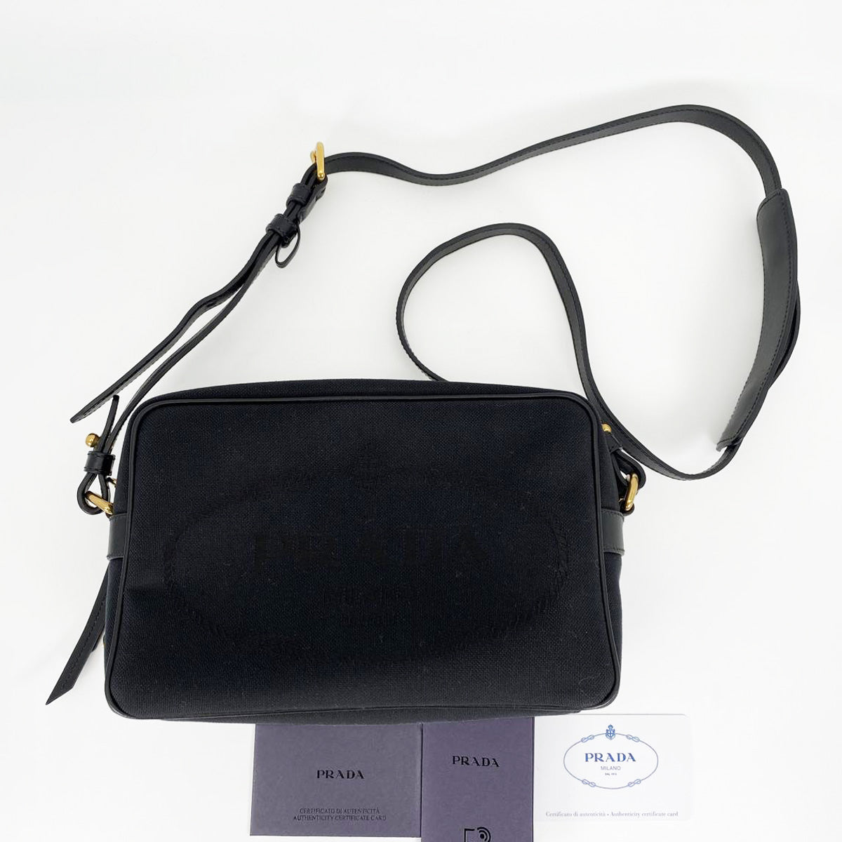 PRADA 提花单肩包 1BH089 Logo 提花 NERO 简约款 控制编号：9024