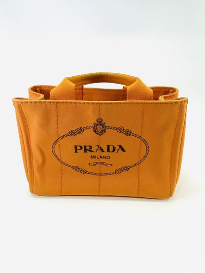 PRADA プラダ CANAPA カナパ トートバッグ ハンドバッグ キャンバス オレンジ ゴールド金具  管理番号：9672