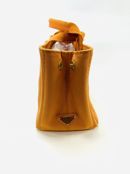PRADA プラダ CANAPA カナパ トートバッグ ハンドバッグ キャンバス オレンジ ゴールド金具  管理番号：9672