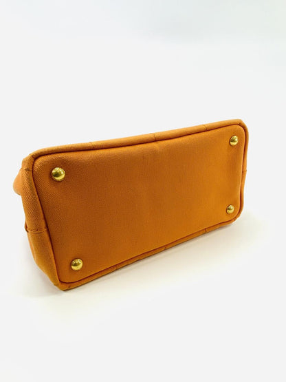 PRADA プラダ CANAPA カナパ トートバッグ ハンドバッグ キャンバス オレンジ ゴールド金具  管理番号：9672