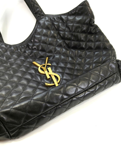 SAINT LAURENT PARIS Ikar 黑色羊皮超大号托特包。产品编号：10022。