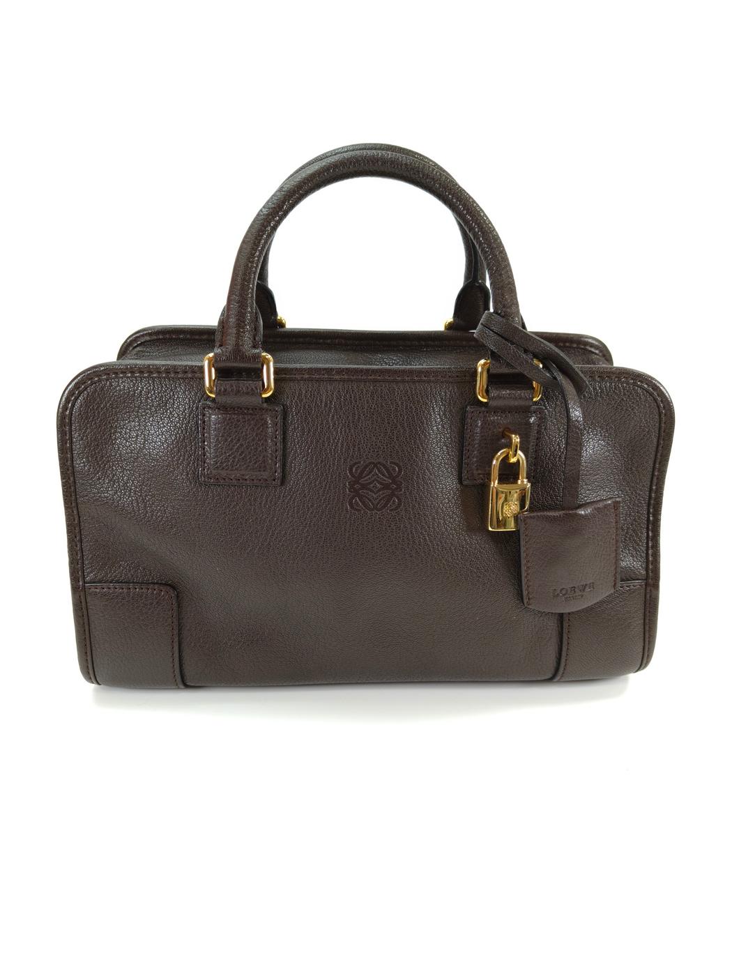 LOEWE Amazona 28 手提包，迷你波士顿包，棕色，控制编号：10390