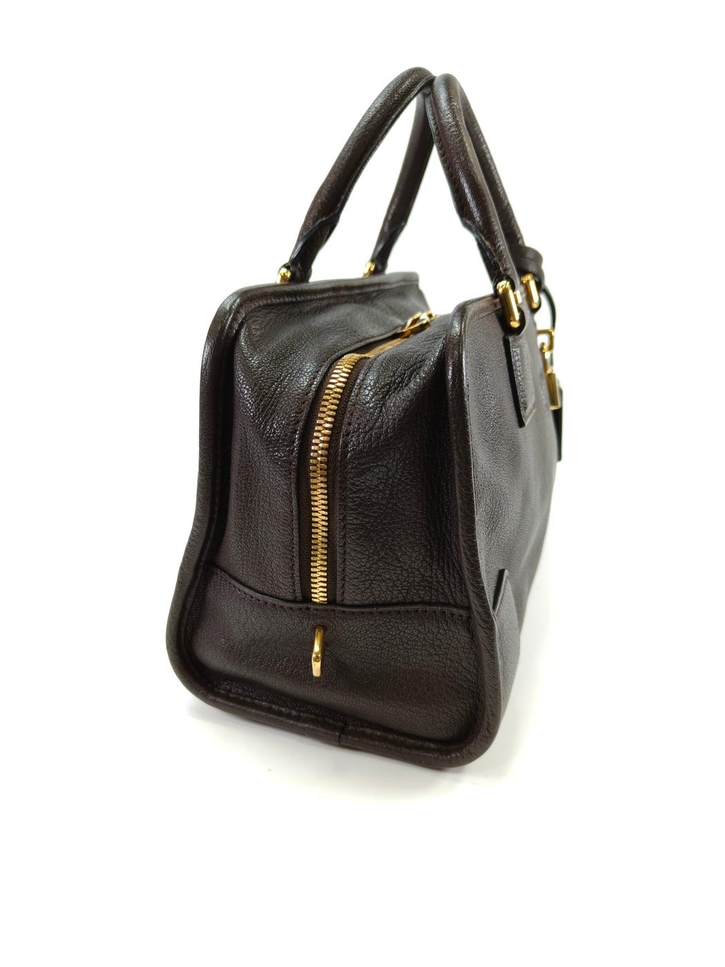 LOEWE Amazona 28 手提包，迷你波士顿包，棕色，控制编号：10390