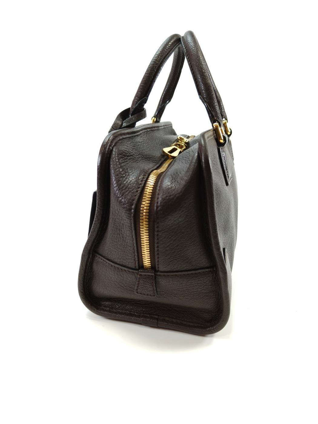 LOEWE Amazona 28 手提包，迷你波士顿包，棕色，控制编号：10390