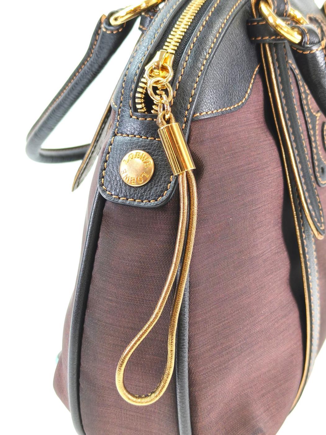 LOEWE ロエベ 型押しロゴ ナイロン トートバッグ ブラウン 管理番号：11299