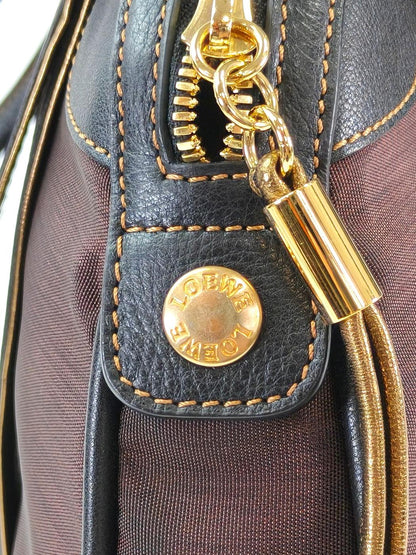 LOEWE ロエベ 型押しロゴ ナイロン トートバッグ ブラウン 管理番号：11299