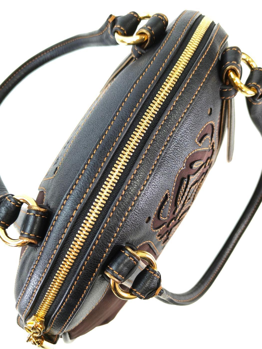 LOEWE ロエベ 型押しロゴ ナイロン トートバッグ ブラウン 管理番号：11299