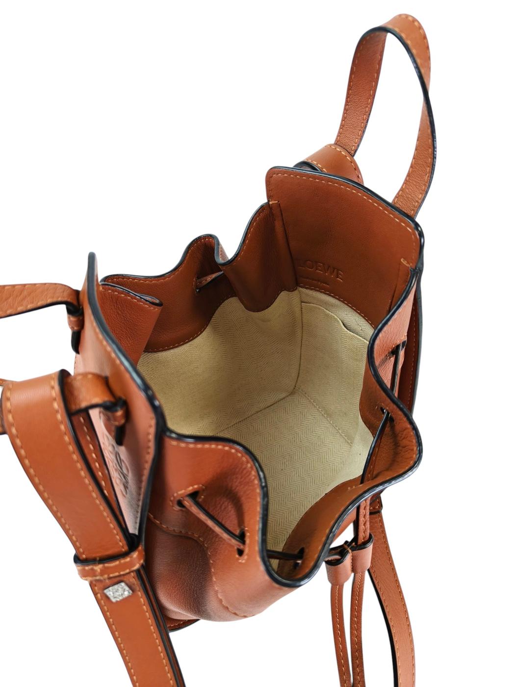 LOEWE ロエベ ハンモック ドローストリングバッグ ミニ 2Way ショルダーバッグ ハンドバッグ ブラウン 管理番号：11326