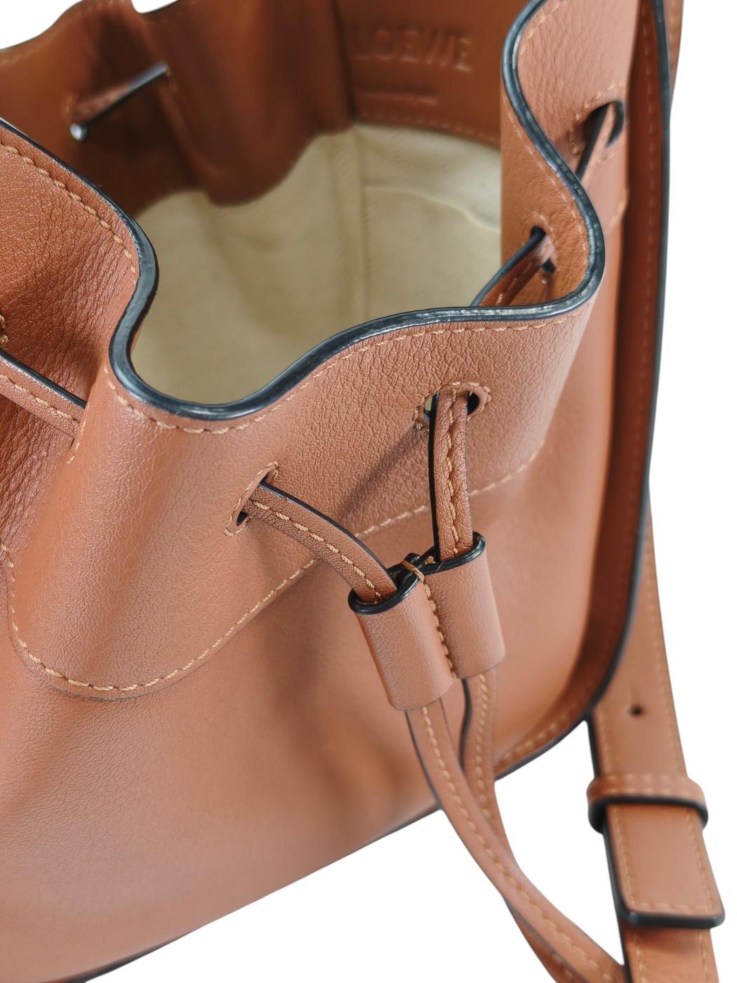 LOEWE ロエベ ハンモック ドローストリングバッグ ミニ 2Way ショルダーバッグ ハンドバッグ ブラウン 管理番号：11326