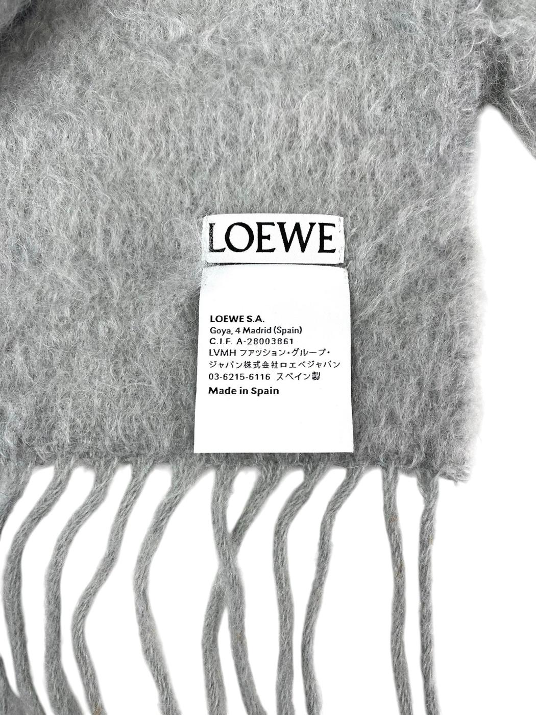 LOEWE ロエベ アナグラム レザーロゴ付 マフラー グレー 管理番号：11448
