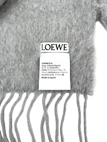 LOEWE ロエベ アナグラム レザーロゴ付 マフラー グレー 管理番号：11448