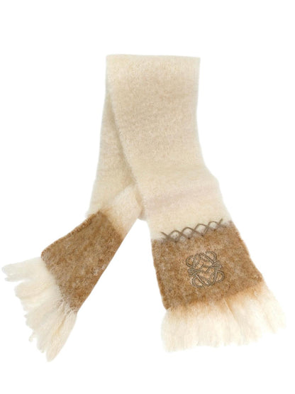 LOEWE ロエベ アナグラム ロゴ刺繍 マフラー ホワイト 管理番号：11614