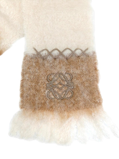 LOEWE ロエベ アナグラム ロゴ刺繍 マフラー ホワイト 管理番号：11614