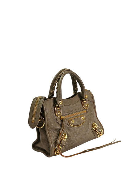 BALENCIAGA バレンシアガ クラシック メタリック エッジ ミニシティ ハンドバッグ グレー 管理番号：11471