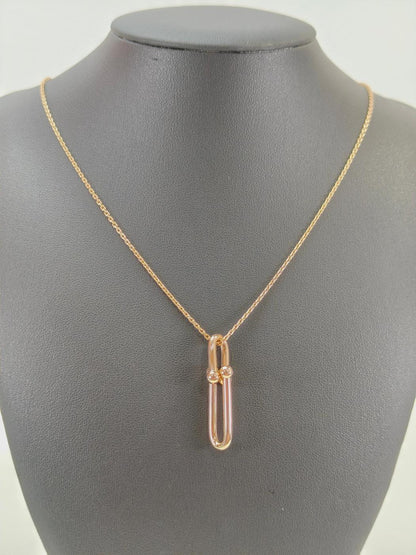 蒂芙尼 (TIFFANY &amp; Co.) Tiffany HardWear Link 吊坠项链，18K 玫瑰金材质。参考编号：10500。