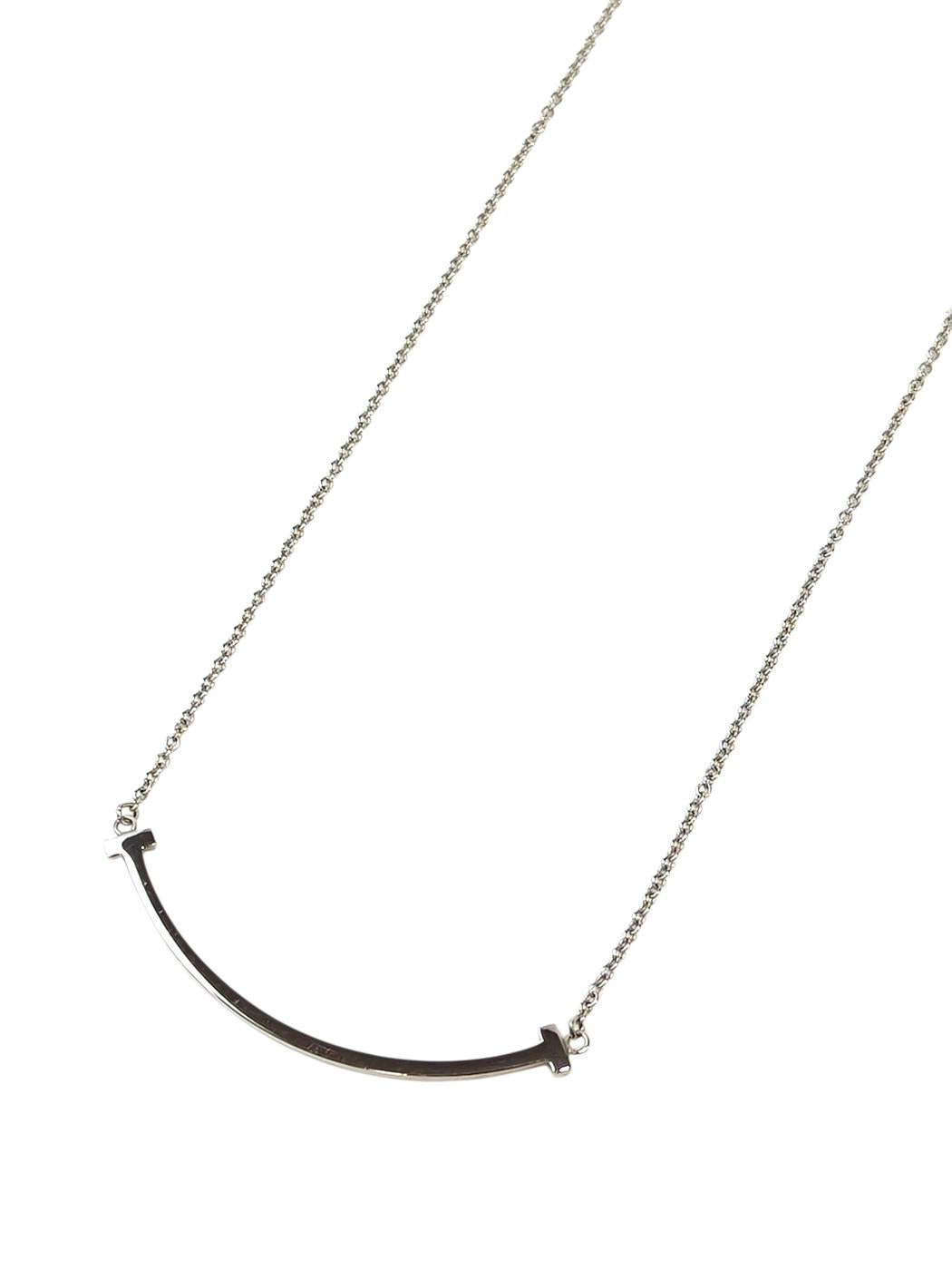 Tiffany & Co. T系列微笑项链（小号），18K白金，长度约40.6～45.7厘米，管理编号：11747