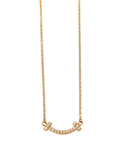 Tiffany & Co. T Smile Mini Diamond 18K PG Necklace, 2.3g, Control Number: 11828