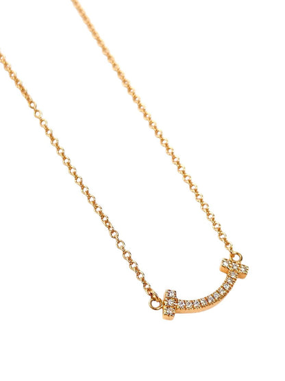 Tiffany & Co. T Smile Mini Diamond 18K PG Necklace, 2.3g, Control Number: 11828