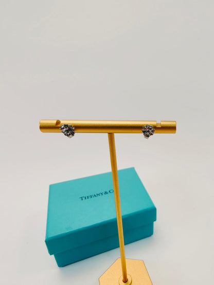 蒂芙尼 (Tiffany &amp; Co.) T 字微笑钻石银耳环（货号：9738）