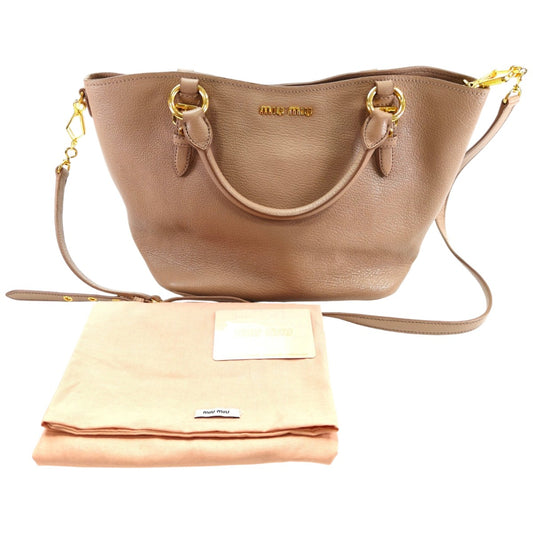 MiuMiu ミュウミュウ 2WAY ハンドバッグ ショルダーバッグ マドラス ベージュ 管理番号：10048