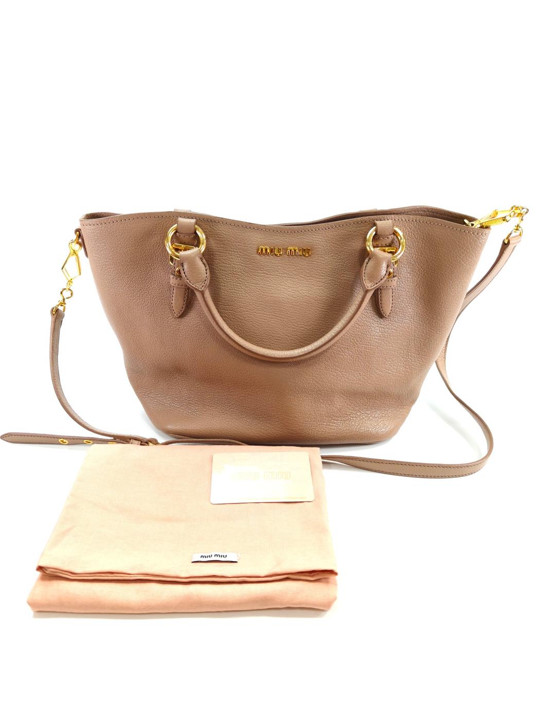 MiuMiu ミュウミュウ 2WAY ハンドバッグ ショルダーバッグ マドラス ベージュ 管理番号：10048
