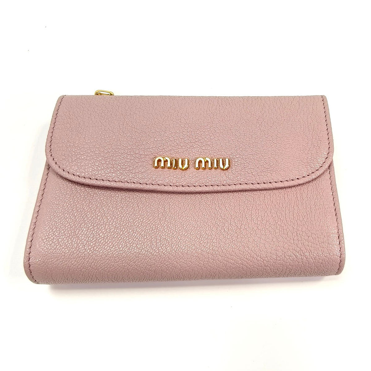 MIUMIU Miu Miu 三折钱包 马德拉斯粉色 控制编号：10148