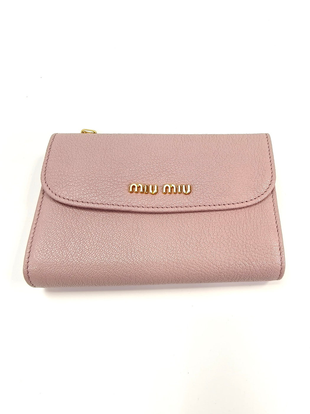 MIUMIU Miu Miu 三折钱包 马德拉斯粉色 控制编号：10148