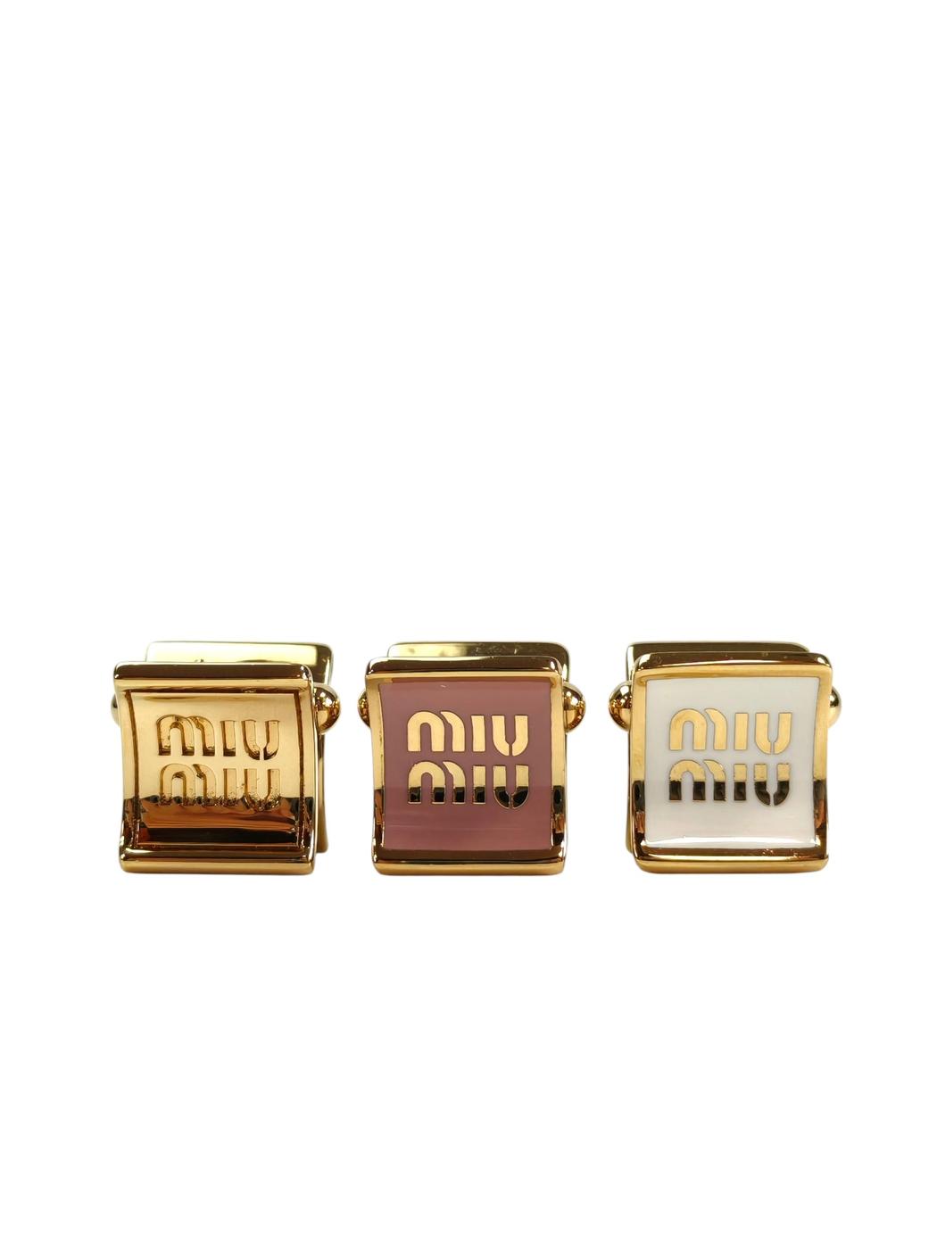 MIUMIU ミュウミュウ ヘアクリップ3セット ピンク×ホワイト×ゴールド 管理番号：11478