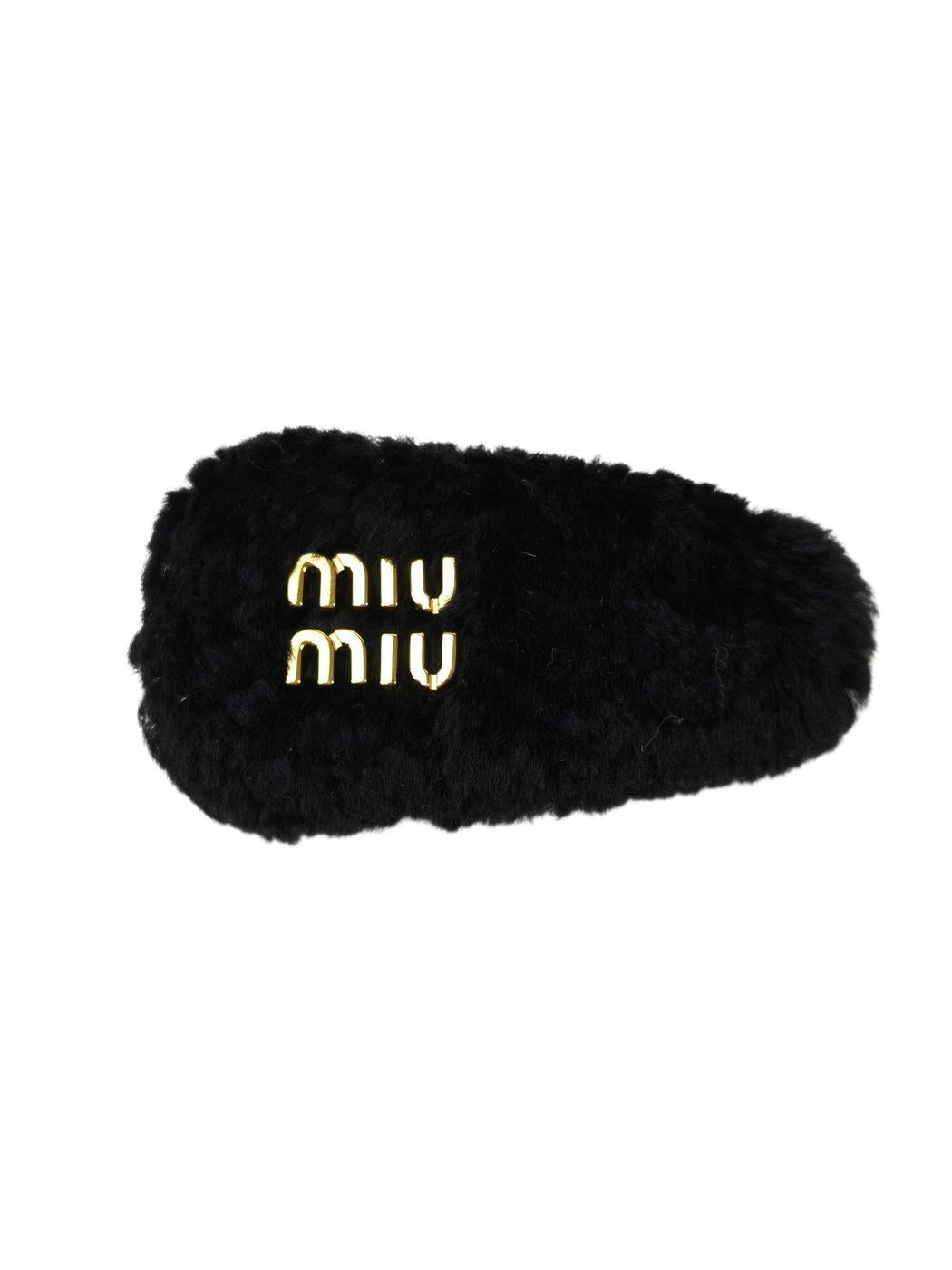 MIUMIU ミュウミュウ ロゴ付き ヘアクリップ ブラック 管理番号：11567