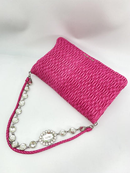 MIUMIU ミュウミュウ マテラッセ ナッパクリスタル ショルダーバッグ ピンク RP0233 3Way 管理番号：8787