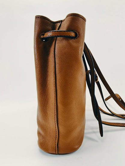 MIU MIU ミュウミュウ ナッパレザー ミニバッグ ミニショルダーバッグ ポシェット 巾着 ブラウン 斜め掛け 5NF460 管理番号：9739