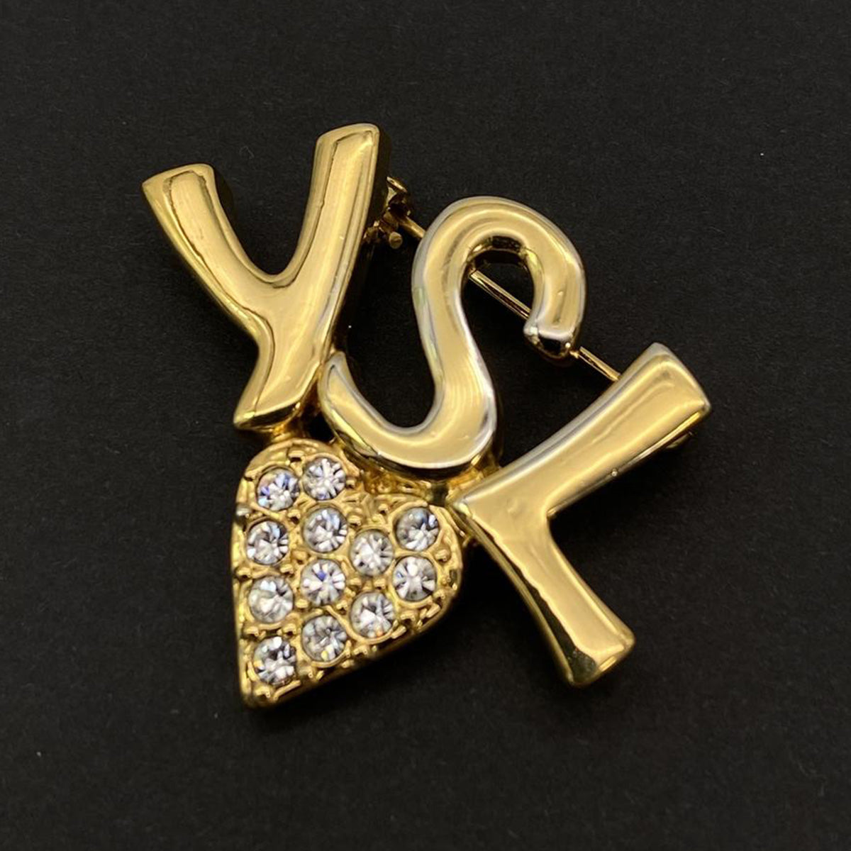 伊夫·圣罗兰 (Yves Saint Laurent) YSL 水钻胸针 GP 女士金色 参考编号：8721