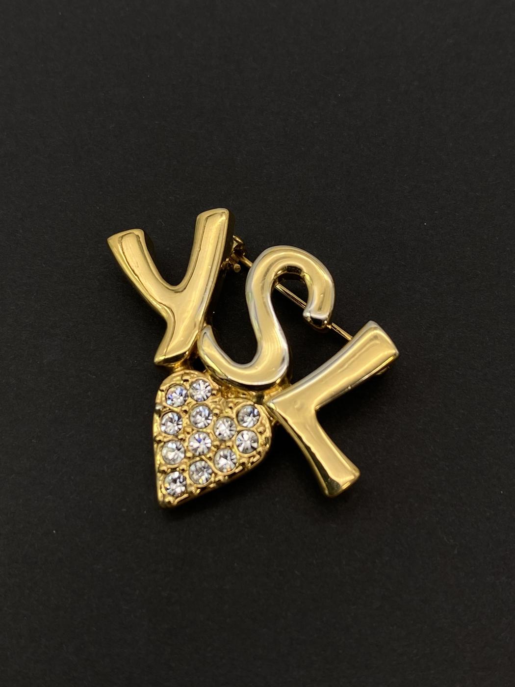 伊夫·圣罗兰 (Yves Saint Laurent) YSL 水钻胸针 GP 女士金色 参考编号：8721