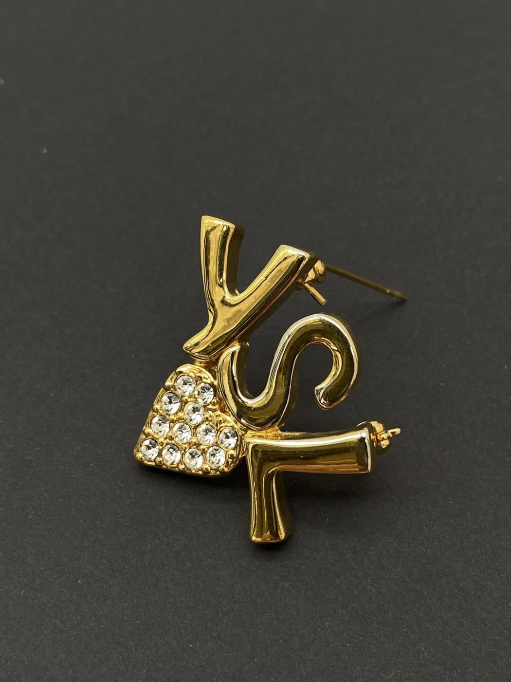 伊夫·圣罗兰 (Yves Saint Laurent) YSL 水钻胸针 GP 女士金色 参考编号：8721