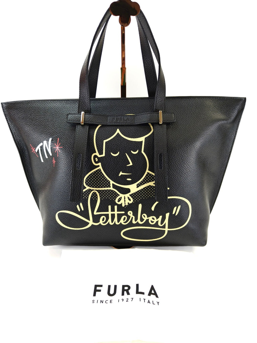 FURLA Giove Letterboy 手提包，日本限定款，黑色，货号：10406