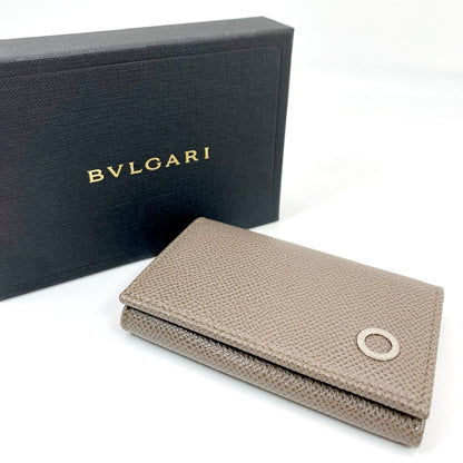 BVLGARI ブルガリ 名刺入れ ブルガリブルガリ グレー レザー キーケース 管理番号：6336★