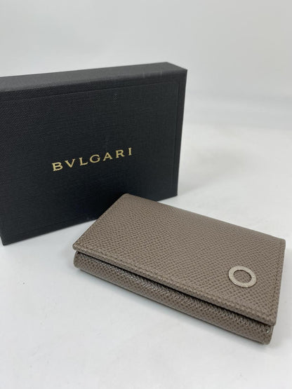 BVLGARI ブルガリ 名刺入れ ブルガリブルガリ グレー レザー キーケース 管理番号：6336★