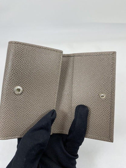 BVLGARI ブルガリ 名刺入れ ブルガリブルガリ グレー レザー キーケース 管理番号：6336★