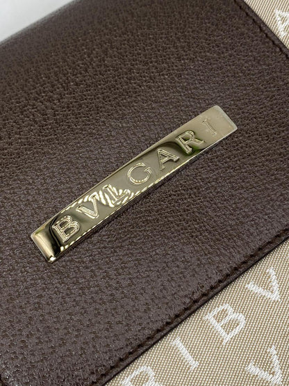 宝格丽 (BVLGARI) Logomania 单肩包，棕色 x 米色，控制编号：6574