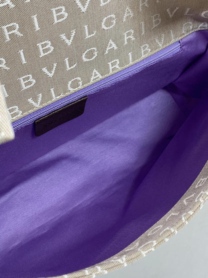 宝格丽 (BVLGARI) Logomania 单肩包，棕色 x 米色，控制编号：6574