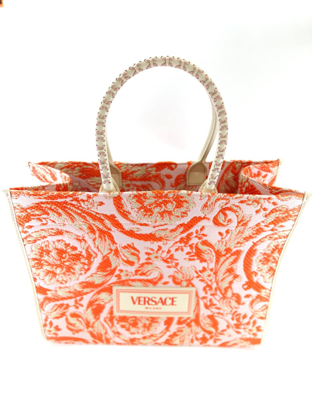 VERSACE ヴェルサーチ バロッコ アテナ ラージ トートバッグ オレンジ 管理番号：10410