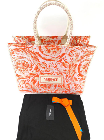 VERSACE ヴェルサーチ バロッコ アテナ ラージ トートバッグ オレンジ 管理番号：10410