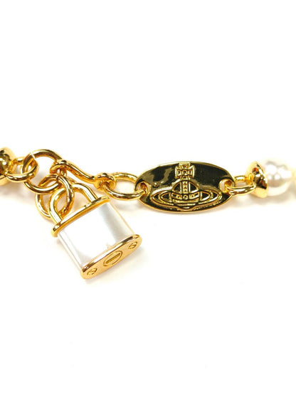 Vivienne Westwood 金色珍珠锁项链。产品编号：10450