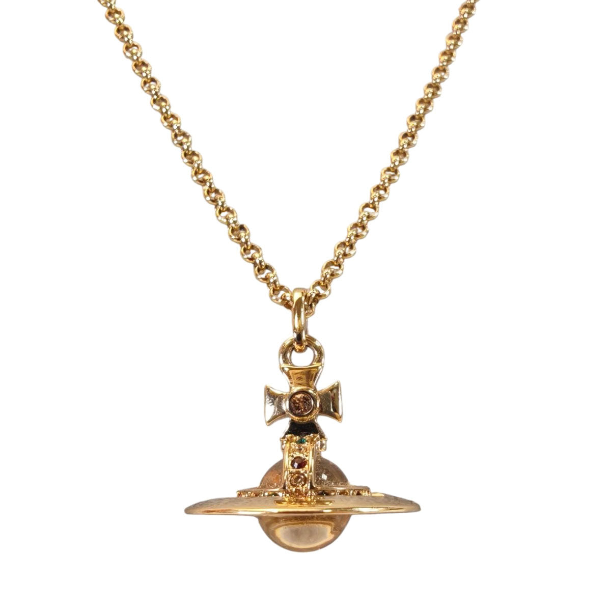 Vivienne Westwood Petit Orb 金色镶钻项链。参考编号：10462。