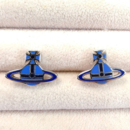 Vivienne Westwood Vivienne Orb 耳环，银色 x 蓝色，参考编号：10534