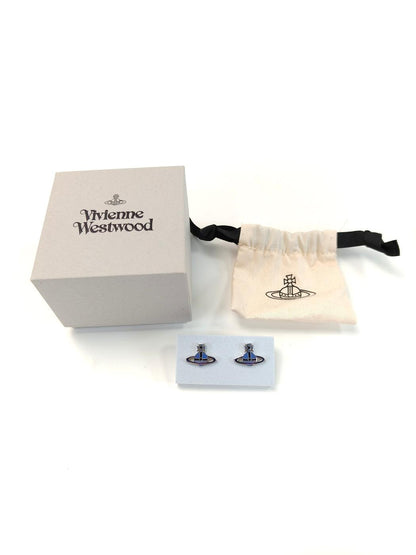 Vivienne Westwood Vivienne Orb 耳环，银色 x 蓝色，参考编号：10534