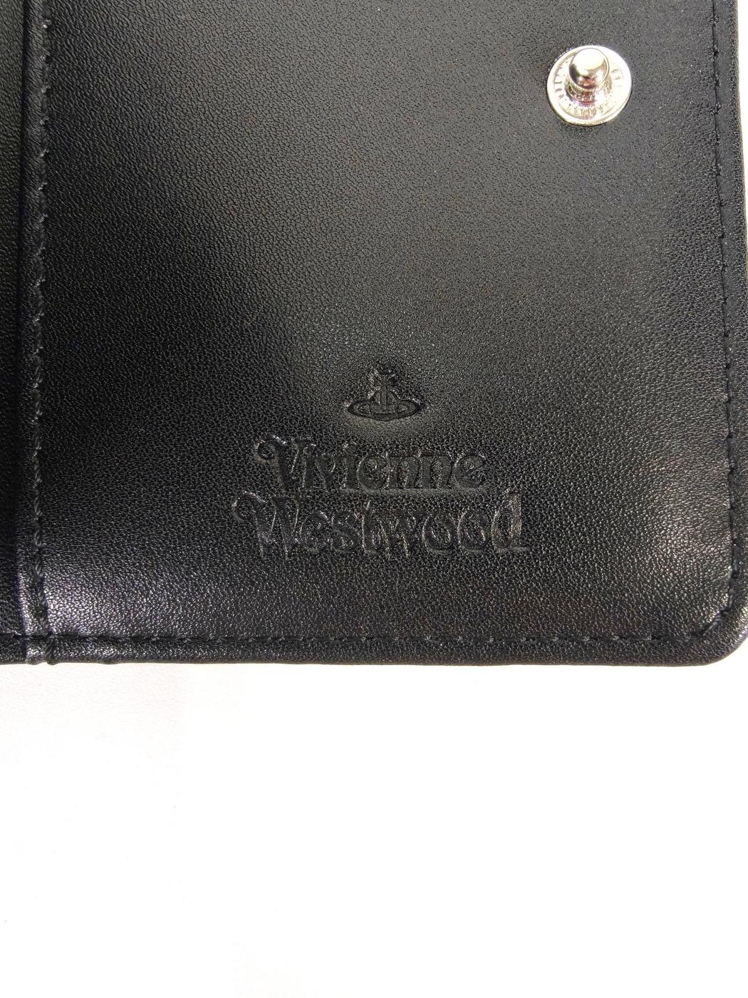 ヴィヴィアンウエストウッド Vivienne Westwood 二つ折 シルバーロゴ がま口財布 黒 ANNIE  管理番号：11445