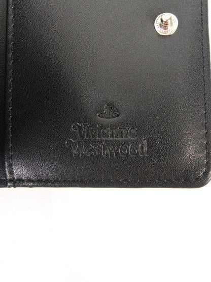 ヴィヴィアンウエストウッド Vivienne Westwood 二つ折 シルバーロゴ がま口財布 黒 ANNIE  管理番号：11445