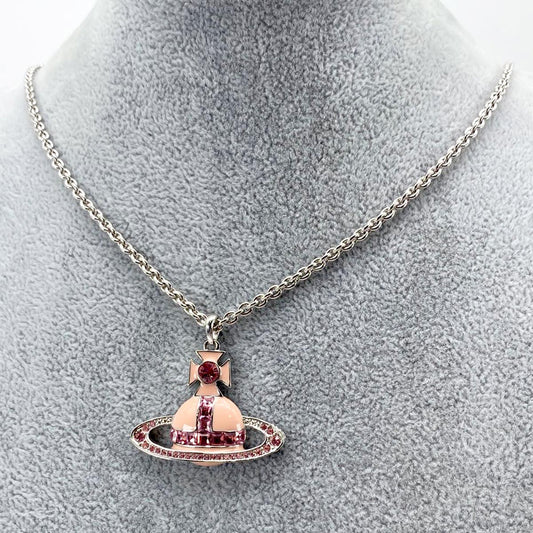 Vivienne Westwood ヴィヴィアン ウエストウッド オーブ ネックレス ペンダント 真鍮 ラインストーン ピンクゴールド 管理番号：9365