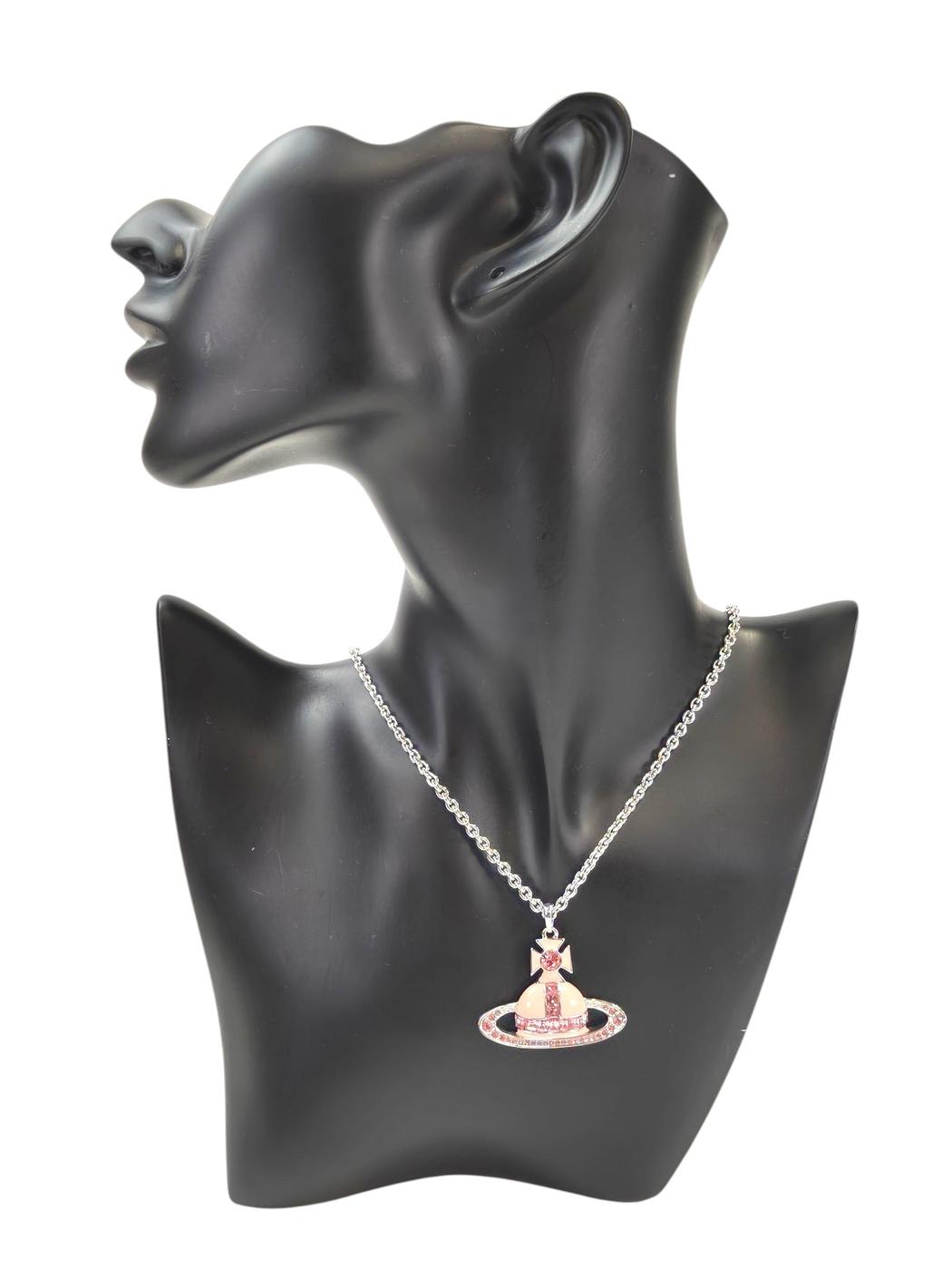 Vivienne Westwood ヴィヴィアン ウエストウッド オーブ ネックレス ペンダント 真鍮 ラインストーン ピンクゴールド 管理番号：9365